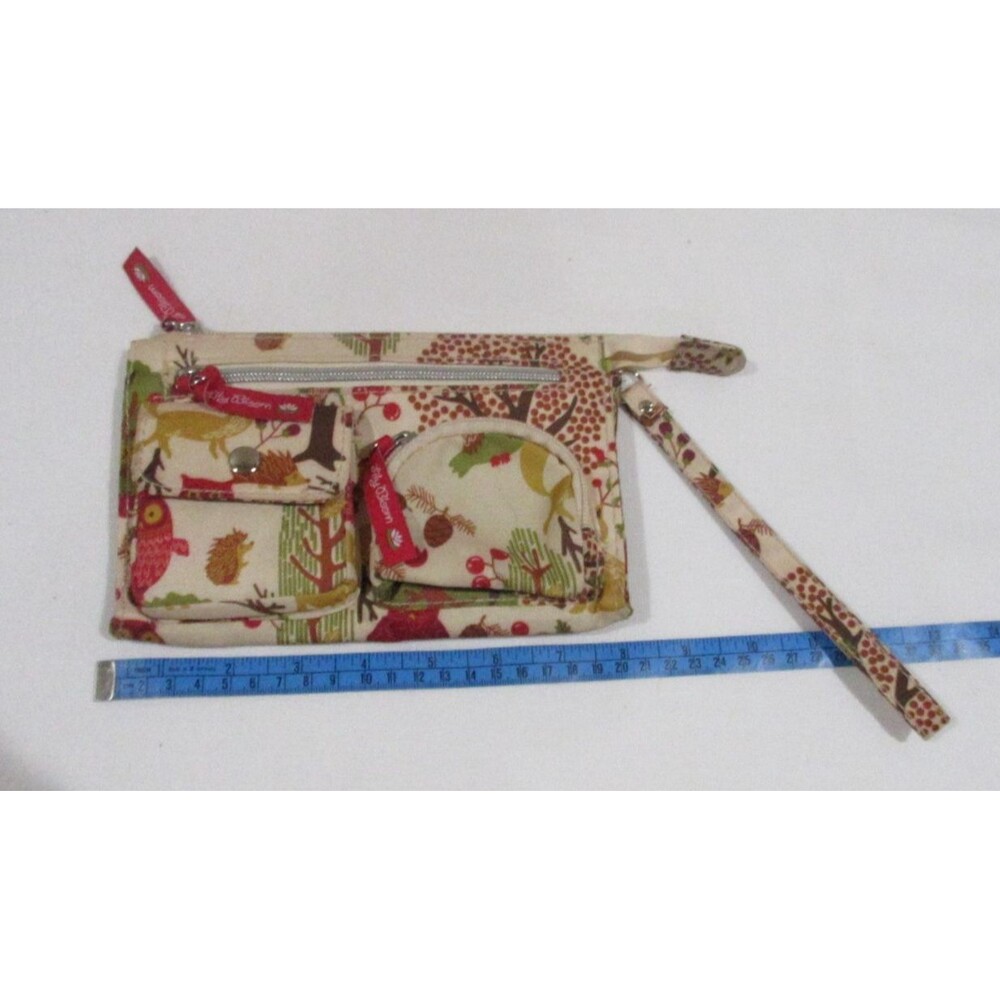 Lily Bloom Woodland Wristlet Wallet Organizer 6 Pocket Owl Print 7.5"x5"